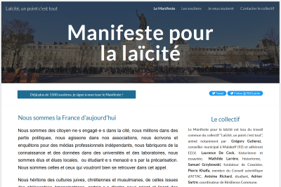 Page d'accueil du site https://laiciteunpointcesttout.fr, ouvert entre avril 2021 et avril 2023.